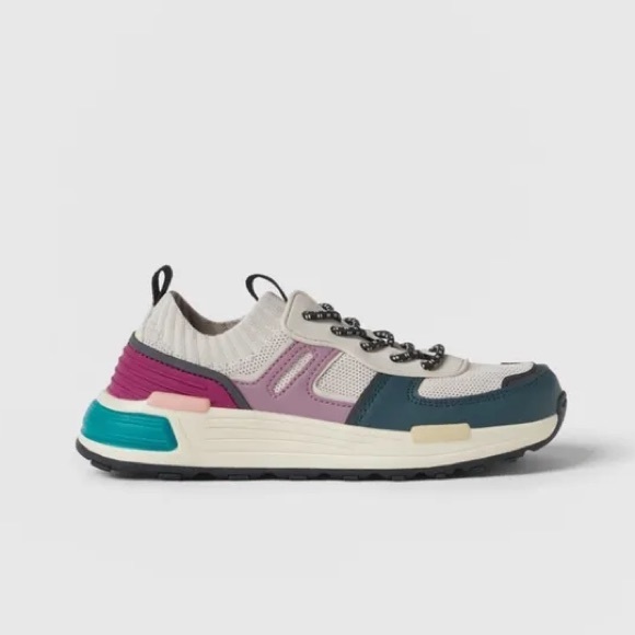 Zara Other - NWT. Zara Kids Multi Color Sock Style Sneakers. Size 3,5, 5.